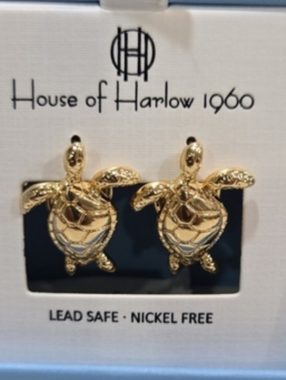House of Harlow 1960 Gold Turtle Stud Earrings Bnib Te